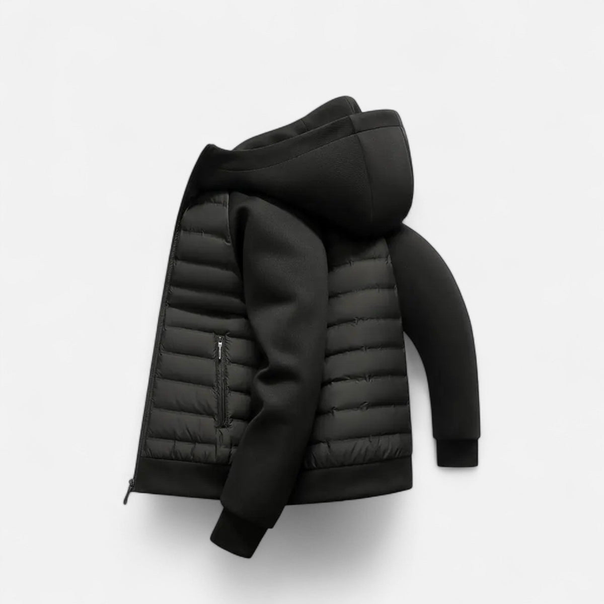 Montarello Men's Hooded Down Jacket with Quilted Panels