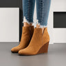 Chic Suede Wedge Ankle Boots with Side Cut-Out