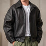 Men’s Leather Zip Jacket – Structured Collared Layer for Spring and Autumn