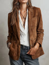 Button-Down Suede Blazer for Women