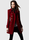 Women's double-breasted notch lapel wool coat with shoulder epaulets