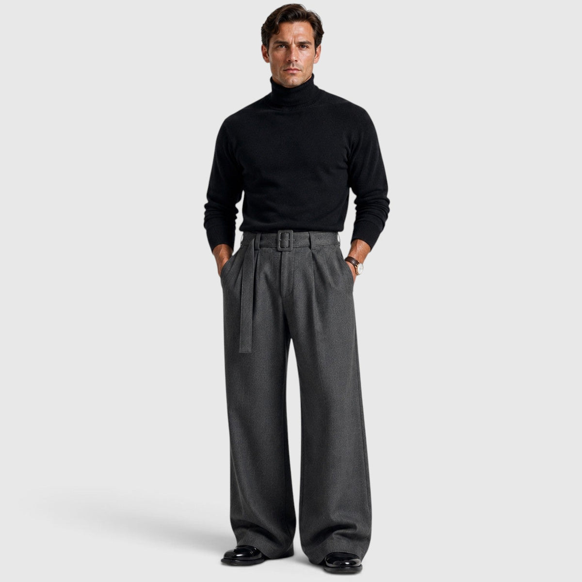 Men's Trousers Straight Leg Pleated Tailored