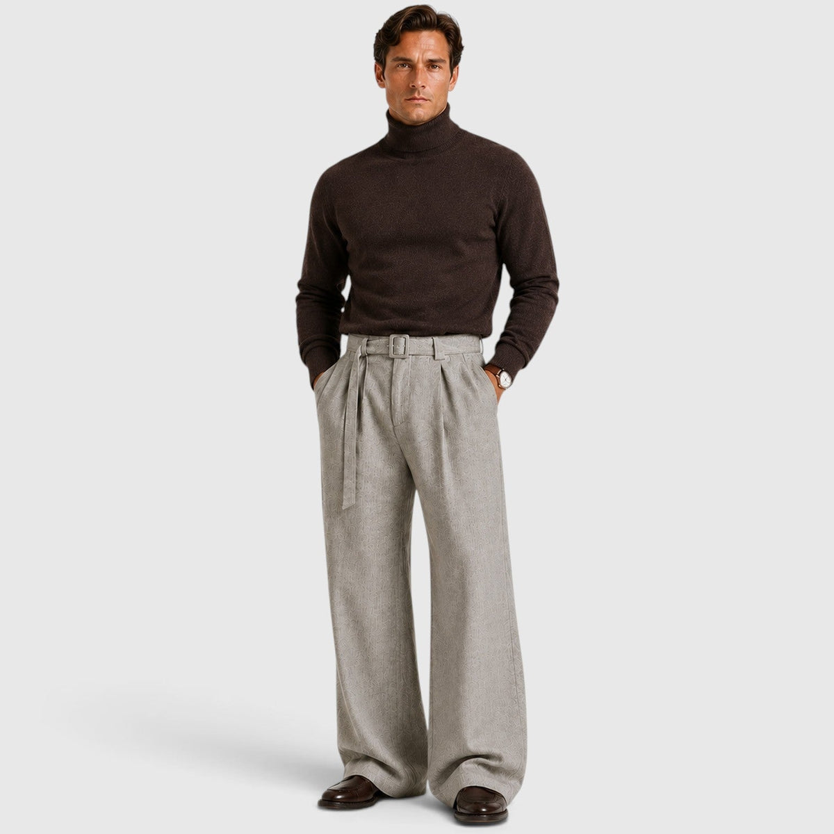 Men's Trousers Straight Leg Pleated Tailored